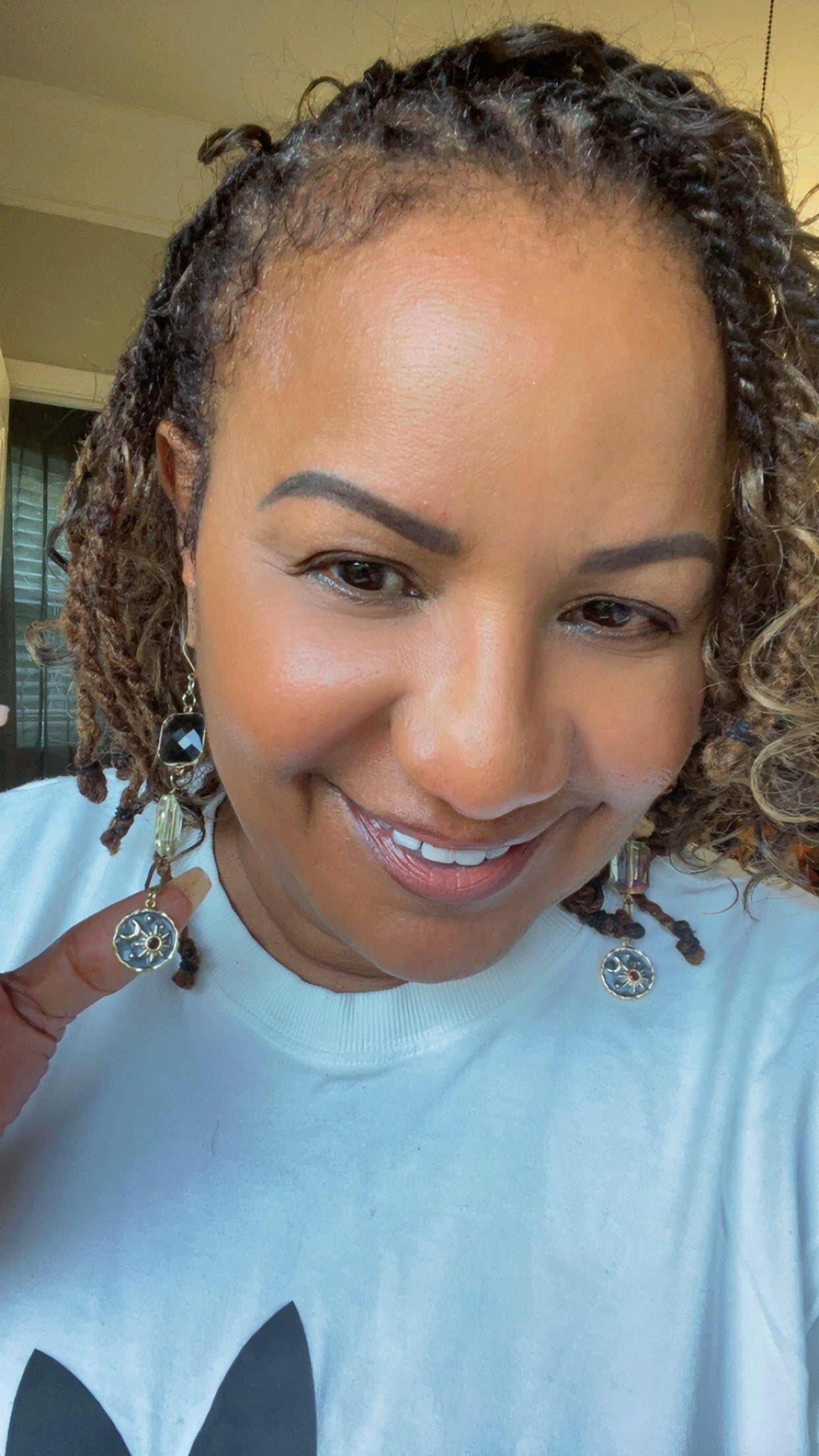 Blues and crystal dangle earrings
