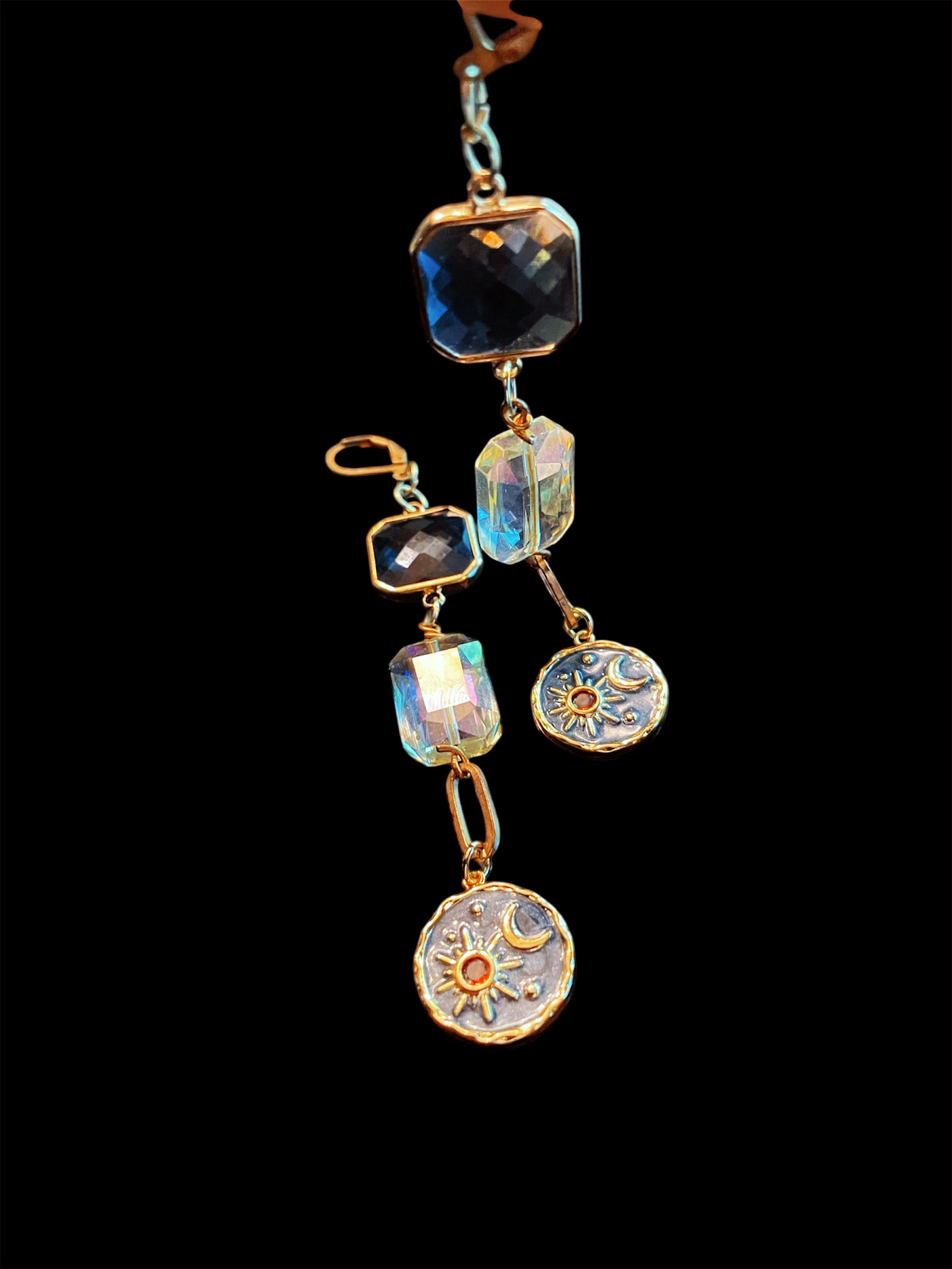 Blues and crystal dangle earrings