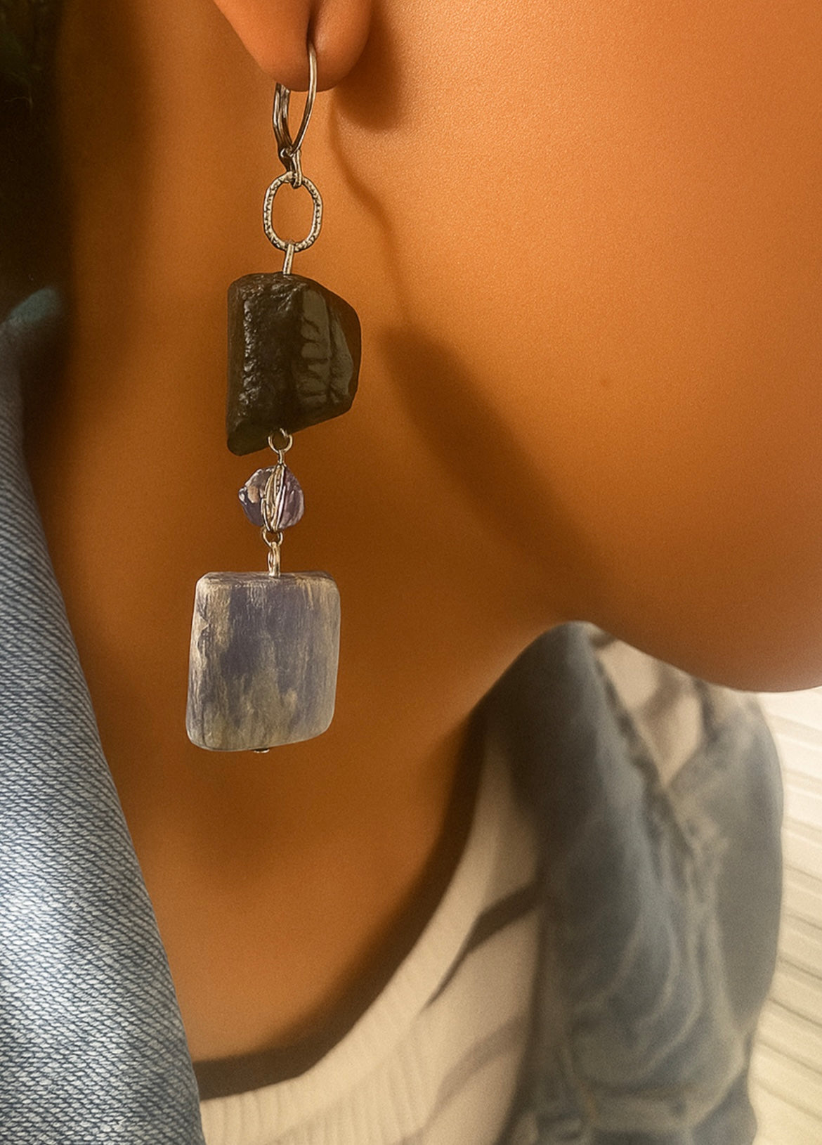 Tourmaline and Kyanite earrings